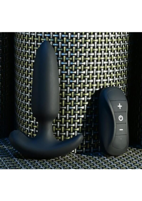Selopa Black Beauty Rechargeable Silicone Vibrating Anal Plug with Remote Control - Black - Image 4