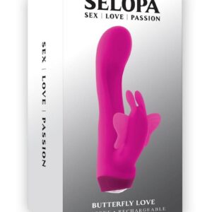 Selopa Butterfly Love Rechargeable Silicone Rabbit Vibrator - Pink