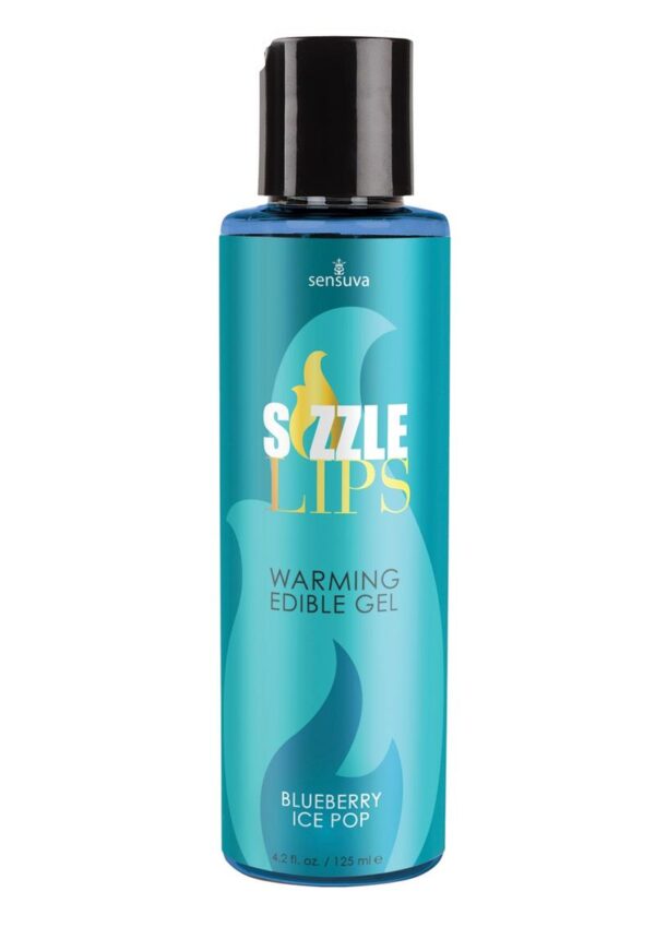 Sizzle Lips Warming Edible Massage Oil Blueberry Ice Pop 4.2oz