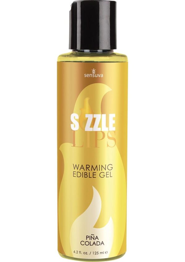 Sizzle Lips Warming Edible Massage Oil Pina Colada 4.2oz
