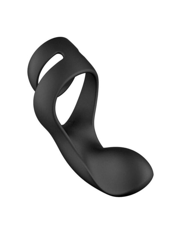 Svakom Benedict Silicone Rechargeable Double Ring Perinium Stimulator Cock Ring - Black - Image 4