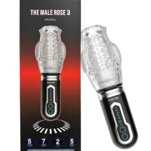 The Male Rose 3 Rechargeable Thrusting Rotating Masturbator - Black/Clear