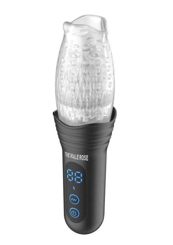 The Male Rose Pro Rechargeable Thrusting Rotating Masturbator - Black/Clear - Image 2