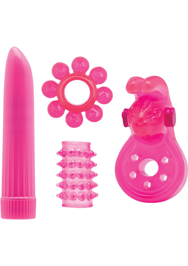 Climax Kit Vibrator and Cock Rings - Neon Pink - Image 2