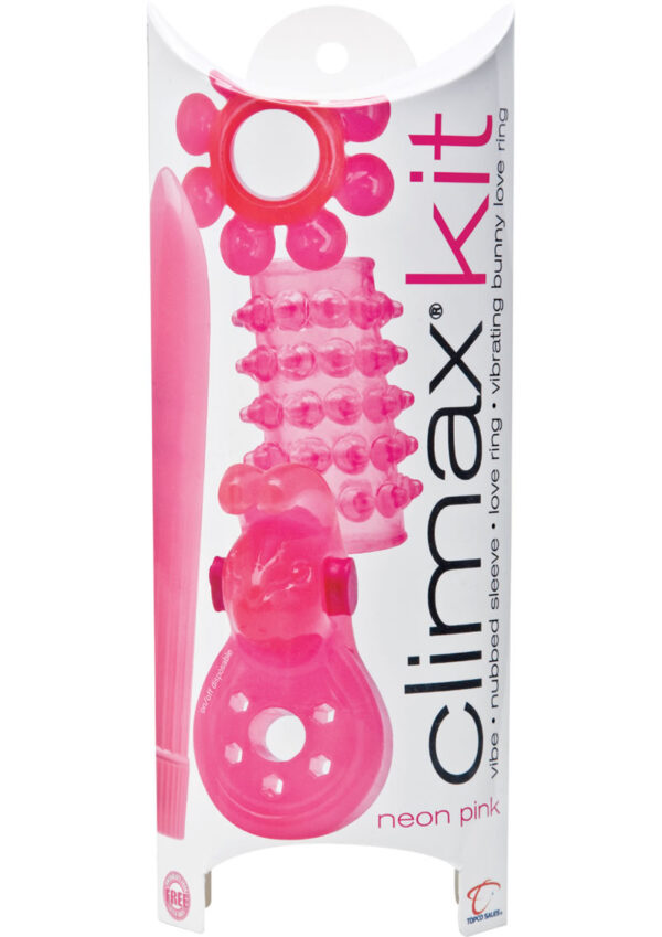 Climax Kit Vibrator and Cock Rings - Neon Pink