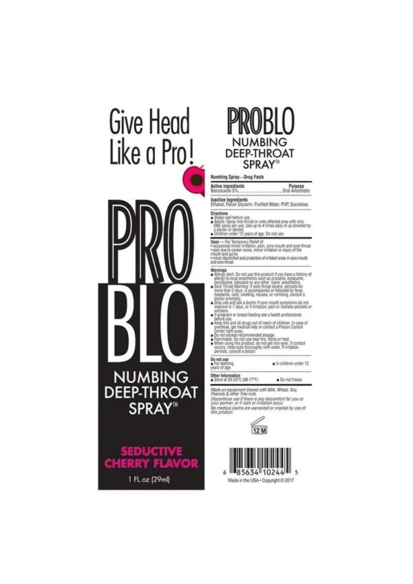 ProBlo Numbing Deep-Throat Spray 1oz - Seductive Cherry - Image 2