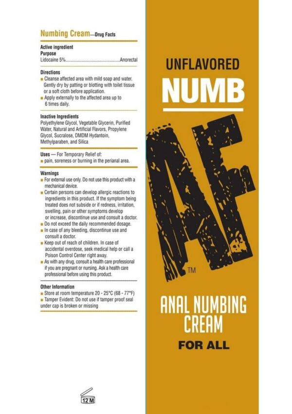Numb AF Anal Numbing Cream 1.5oz - Unflavored - Image 3
