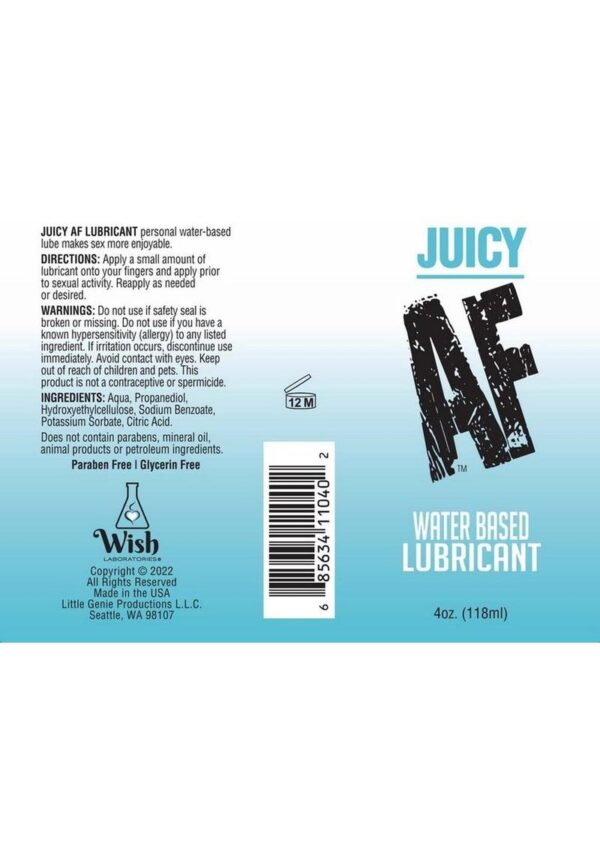 Juicy AF Water Based Lubricant 4oz - Image 2