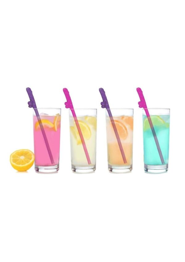 Super Fun Penis Party Straws (8 per Pack) - Pink/Purple - Image 2