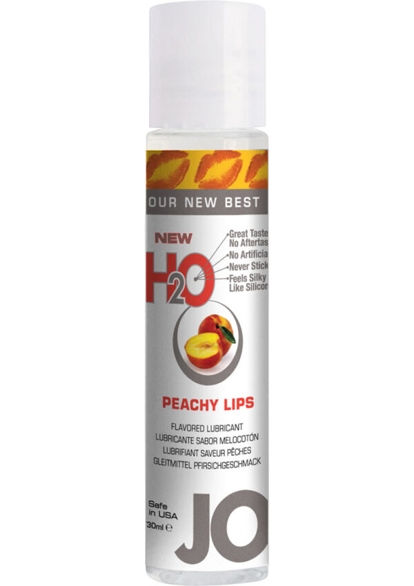 Jo H2O Personal Flavored Lube Water Based Peachy Lips 1 Ounce 12 Bottles Per Counter Display