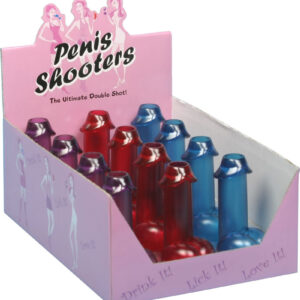 Penis Shooters Double Shot Glasses - Assorted Colors Counter Display (12 per display)