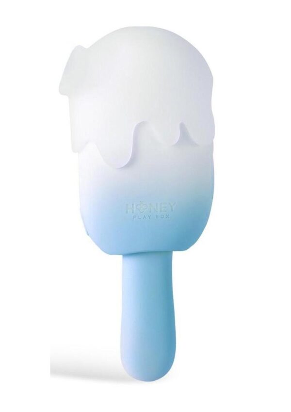 Bite Me Sucking Tapping and Vibrating Silicone Rechargeable Cream Pop Stimulator - Blue/White - Image 2
