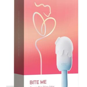 Bite Me Sucking Tapping and Vibrating Silicone Rechargeable Cream Pop Stimulator - Blue/White
