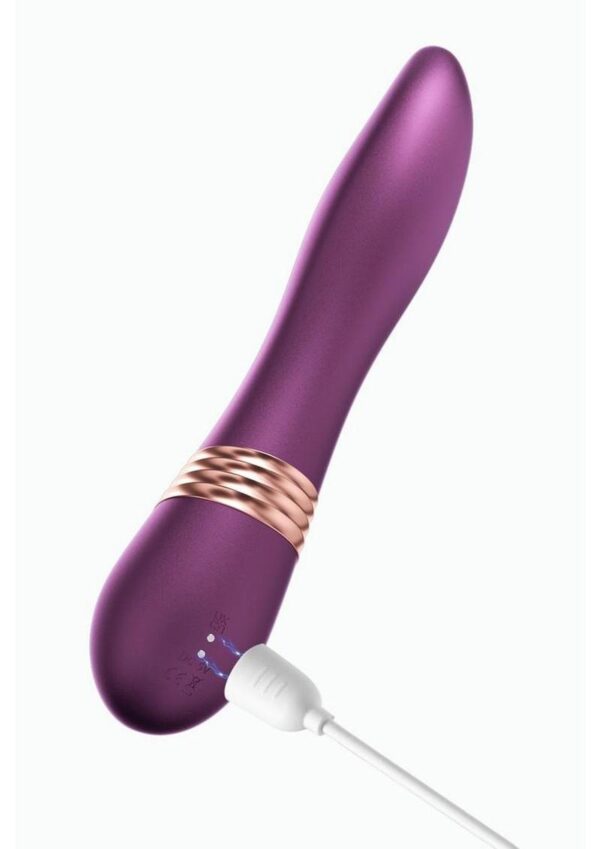 Fling Tongue-like Oral Licking Rechargeable Silicone Vibrator - Purple/Gold - Image 4