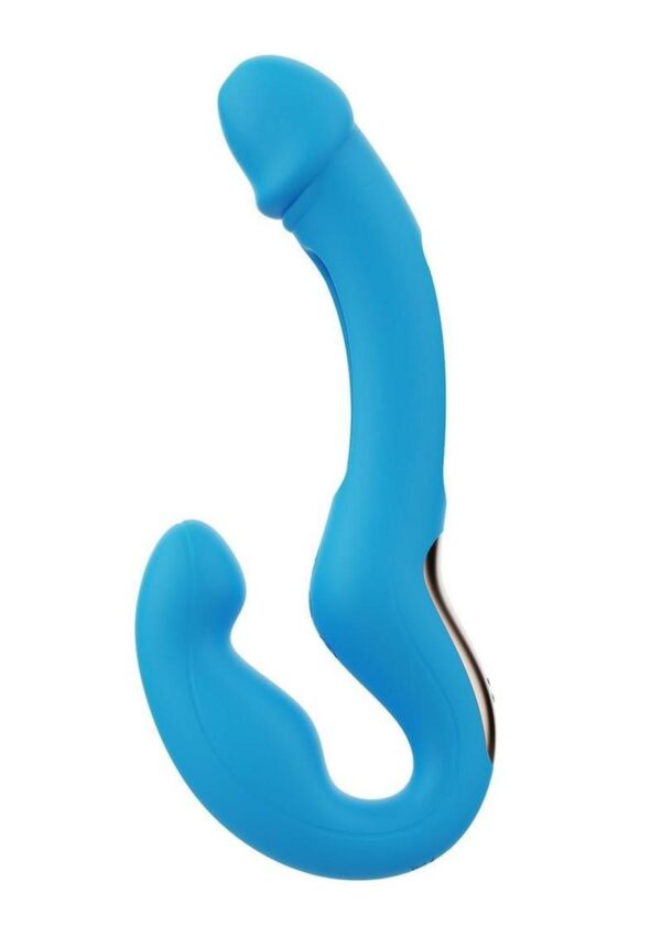 Harmony Duo App-Controlled Rechargeable Silicone Strapless Strap-on - Blue/Gold - Image 2