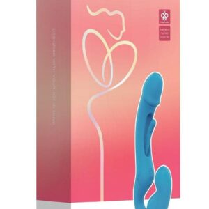 Harmony Duo App-Controlled Rechargeable Silicone Strapless Strap-on - Blue/Gold