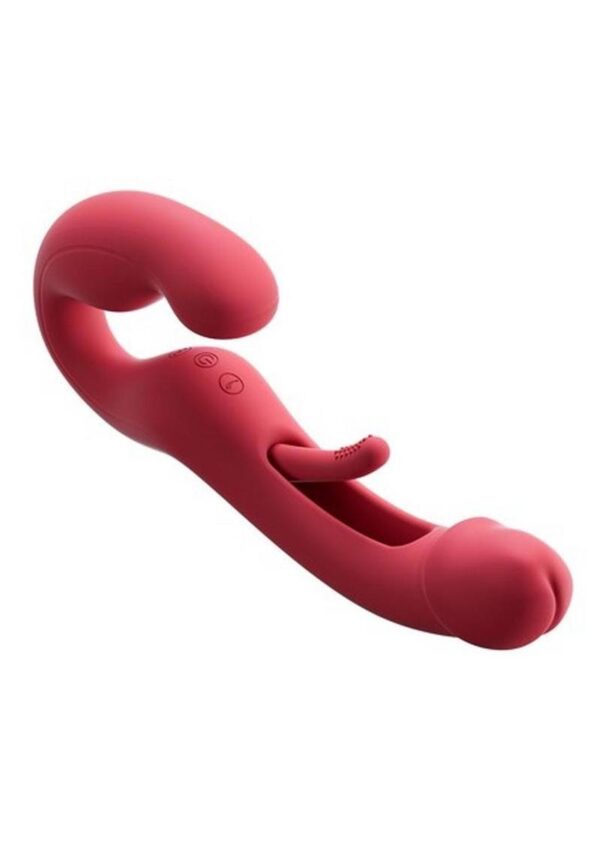 Harmony Duo App-Controlled Rechargeable Silicone Strapless Strap-on - Red/Gold - Image 3