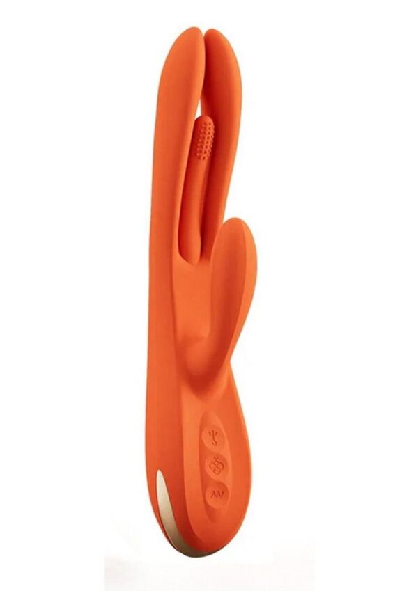 Terri App Controlled Kinky Finger Tapping Rabbit Vibrator - Orange/Gold - Image 2