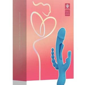 Trilux Kinky Finger Rechargeable Silicone Rabbit Vibrator with Anal Beads - Blue