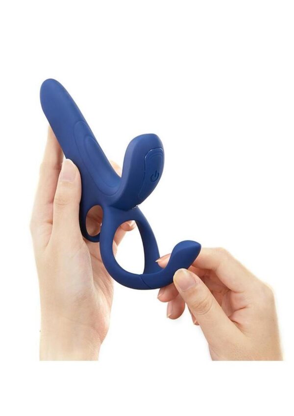 Pleasure Pivot App Control Rechargeable Silicone Couples Vibrator - Blue - Image 4