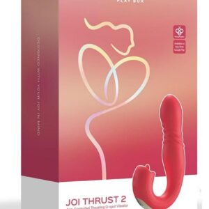 Joi Thrust 2 Pressure Sensing App Controlled Thrusting G-spot Silicone Rechargeable Vibrator and Tongue Clit Licker - Red/Gold