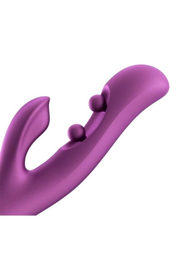 Gem Pressure Sensing App-Controlled Twin Balls Rabbit Vibrator - Purple/Gold - Image 2