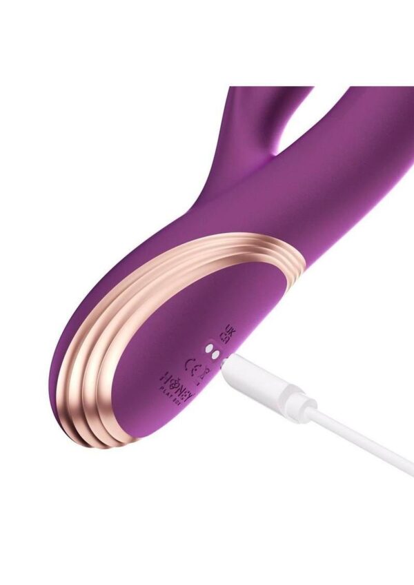 Gem Pressure Sensing App-Controlled Twin Balls Rabbit Vibrator - Purple/Gold - Image 4