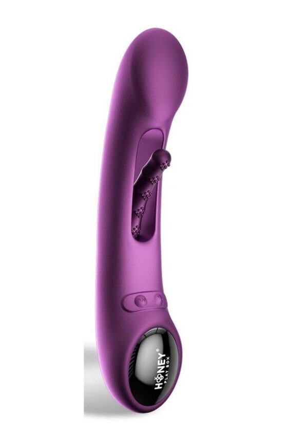 Tempo Pressure Sensing App Controlled Kinky Finger Tapping Rechargeable Silicone G-spot Vibrator - Purple/Black - Image 2
