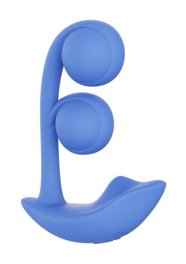 Melody Pressure Sensing App-Controlled Rechargeable Silicone Twin Balls Clit and G-spot Vibrator - Blue - Image 2