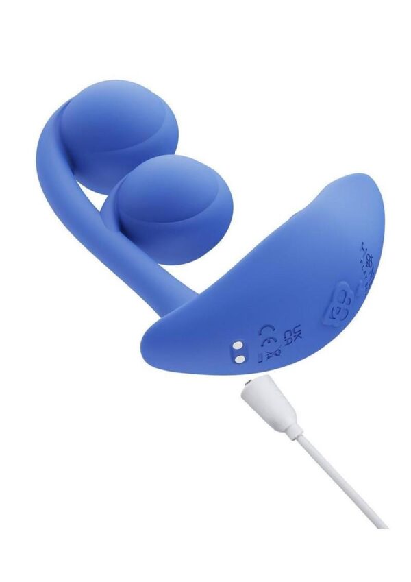 Melody Pressure Sensing App-Controlled Rechargeable Silicone Twin Balls Clit and G-spot Vibrator - Blue - Image 3