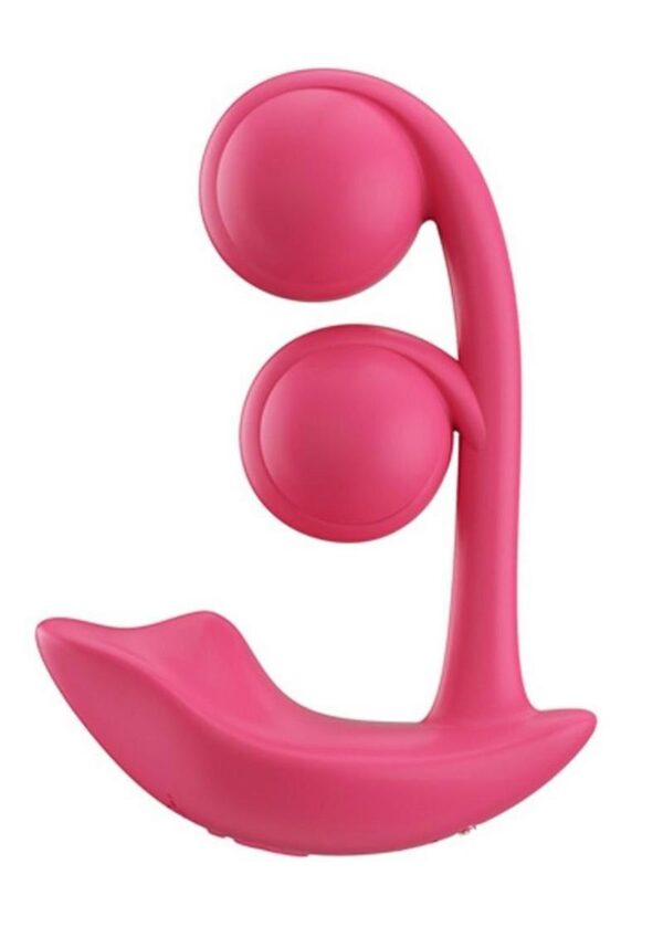Melody Pressure Sensing App-Controlled Rechargeable Silicone Twin Balls Clit and G-spot Vibrator - Red - Image 3