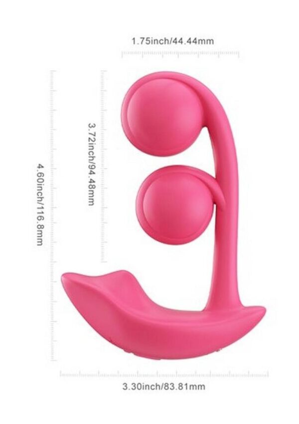 Melody Pressure Sensing App-Controlled Rechargeable Silicone Twin Balls Clit and G-spot Vibrator - Red - Image 4