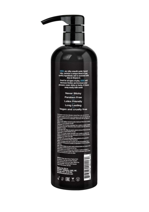 Wicked Aqua Water Based Lubricant Fragrance Free 16oz - Image 2