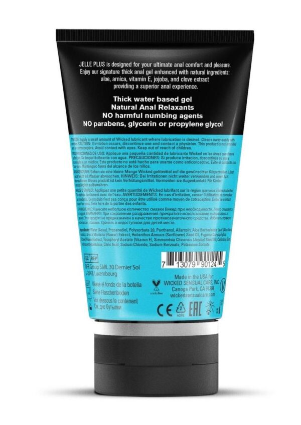 Wicked Jelle Plus Water Based Anal Lubricant with Relaxants 4oz - Image 2