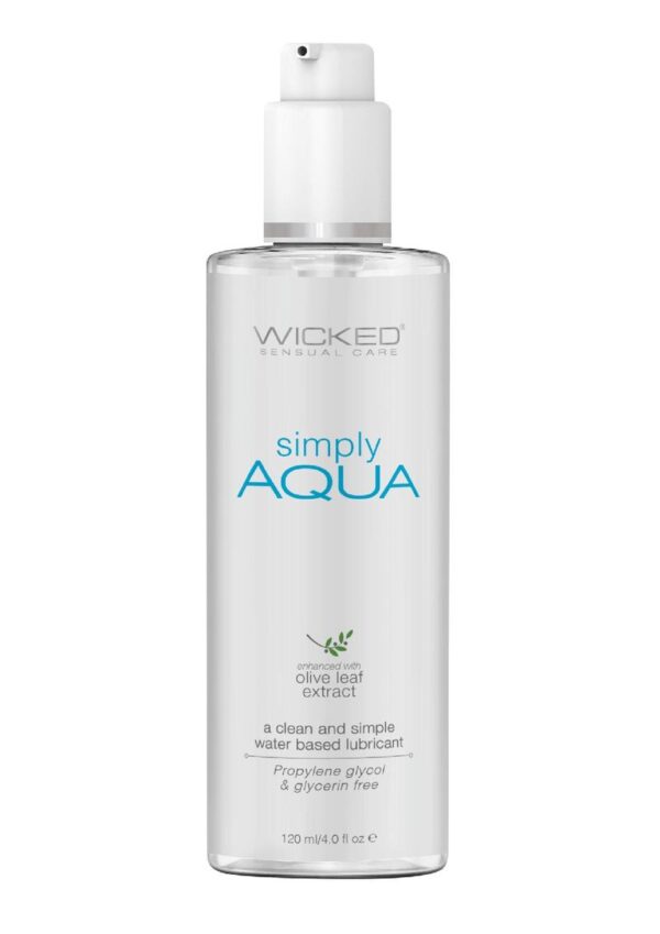Wicked Simply Aqua Water Based Lubricant with Olive Leaf Extract 4oz