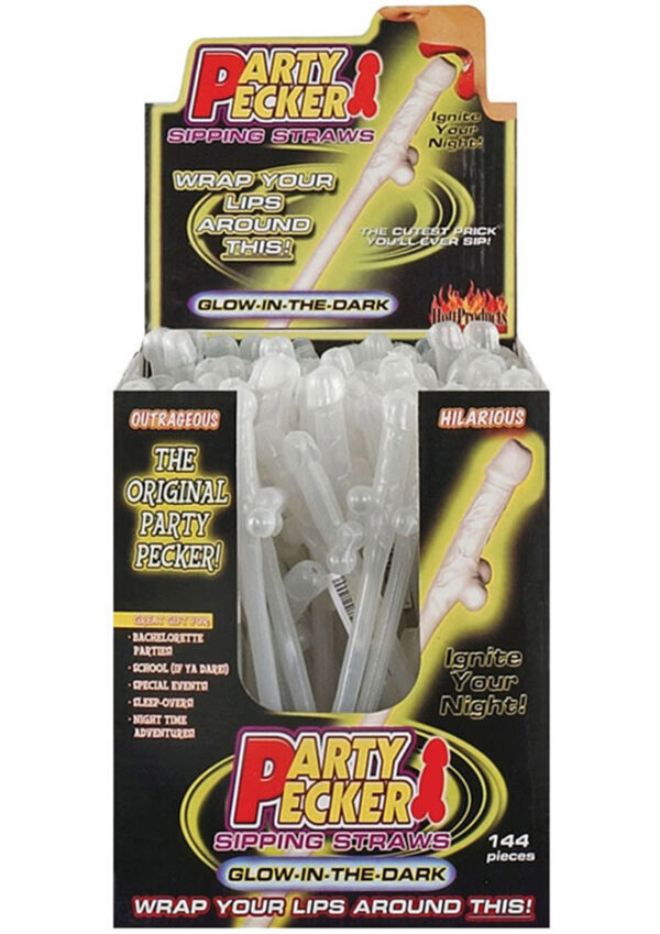 Party Pecker Sipping Straws Glow In The Dark 144 Per Display