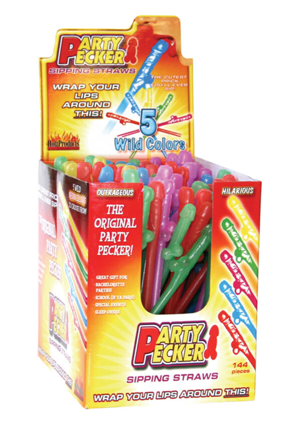 Party Pecker Sipping Straws Assorted Colors 144 Per Display