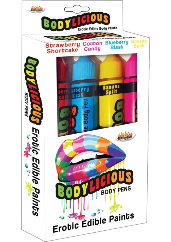 Bodylicious Body Pens Erotic Edible Body Paints Assorted Flavors and Colors 4 Each Per Pack