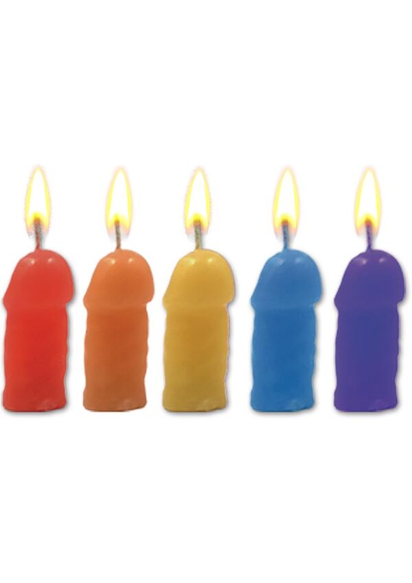 Rainbow Pecker Party Candles Assorted Colors 5 Each Per Pack - Image 2