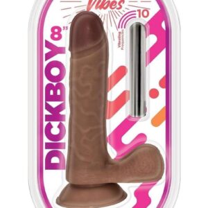 Dickboy Vibes Rechargeable Silicone Multi Speed Dildo 8In - Chocolate