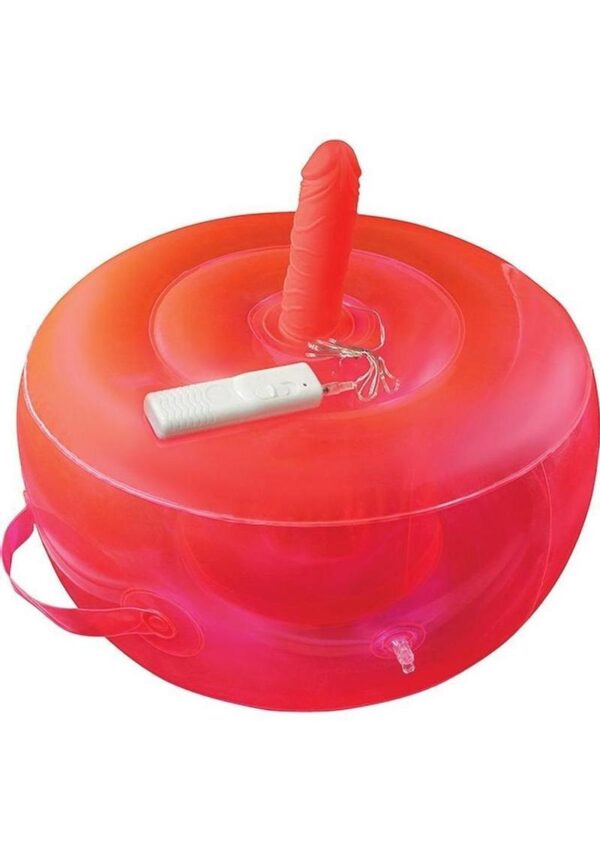Bouncy Banger Inflatable Cushion with Wired Remote Control Vibrating Silicone Dildo - Red - Image 2