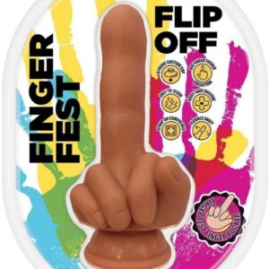 Finger Fest Flip Off Silicone Dildo - Caramel