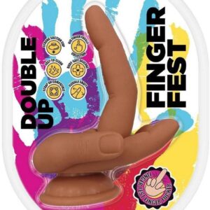 Finger Fest Double Up Silicone Dildo - Caramel