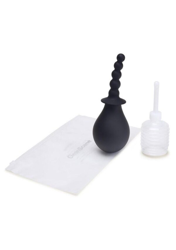 CleanScene Soft Squeeze Beaded Anal Douche Set with Flared Base (4 Piece) - Black - Image 2