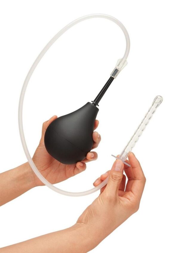 CleanScene Anal Douche Set with Flexible Tip Head (7 Piece) - Black/White - Image 3
