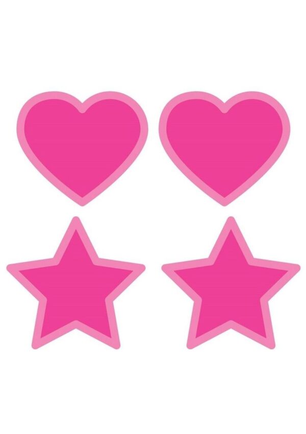 Peekaboo Glow In The Dark Hearts and Stars Pasties - Hot Pink - Image 2
