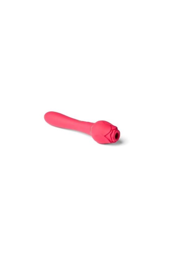Secret Kisses Rosegasm Twosome Rechargeable Silicone Dual End Vibrator with Clitoral Stimulator - Red - Image 4
