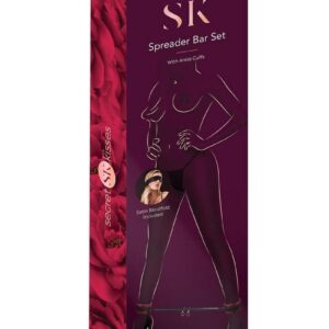 Secret Kisses Rosegasm Spreader Bar Set with Ankle Cuffs and Blindfold - Red/Black