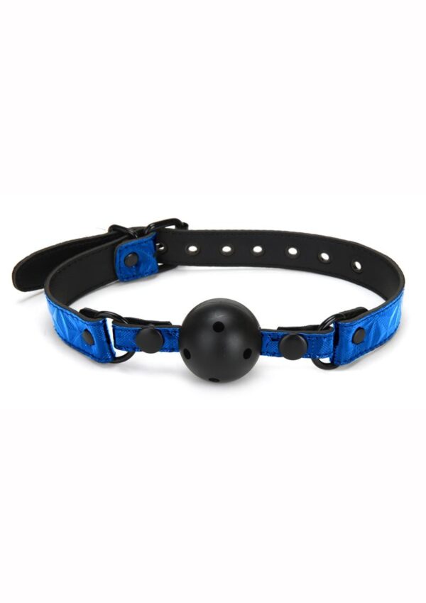 WhipSmart Deluxe Ball Gag - Blue/Black - Image 2