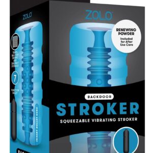 ZOLO Backdoor Stroker Squeezable Vibrating Masturbator with Bullet - Butt - Blue